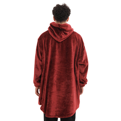 Snuggs Blanket Hoodie Dark Red Christmas Tree Pocket